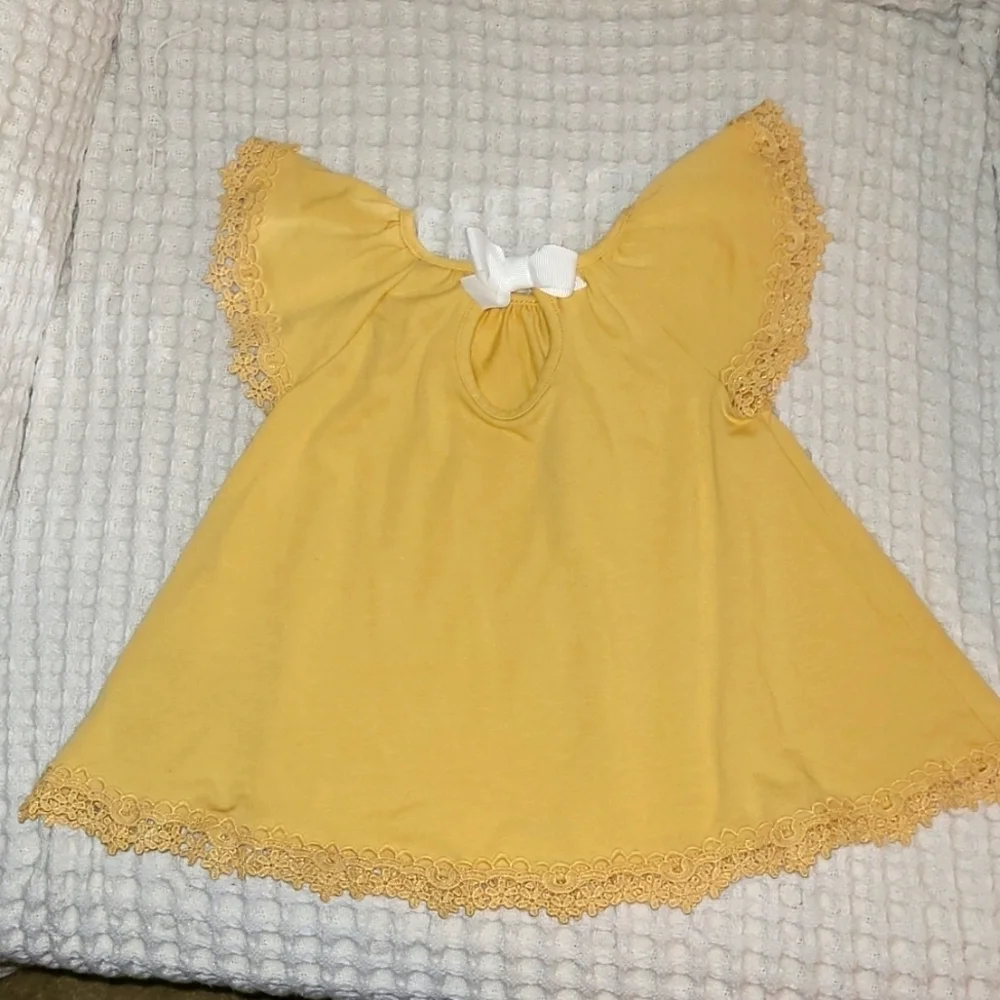 Shabby Chic* Cotton Dress* Yellow* Sz 3-6 month